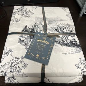 Pottery Barn Teen Harry Potter Etched Scenes 4pc Sheet Set Full Size 100% Cotton